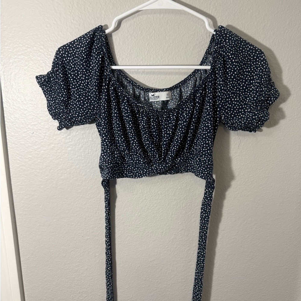 Hollister Navy Polka Dot‎ Crop Top